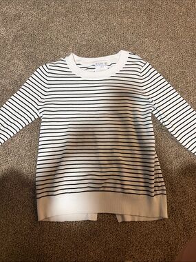 EIGHT18 White & Black Striped Knit Sweater